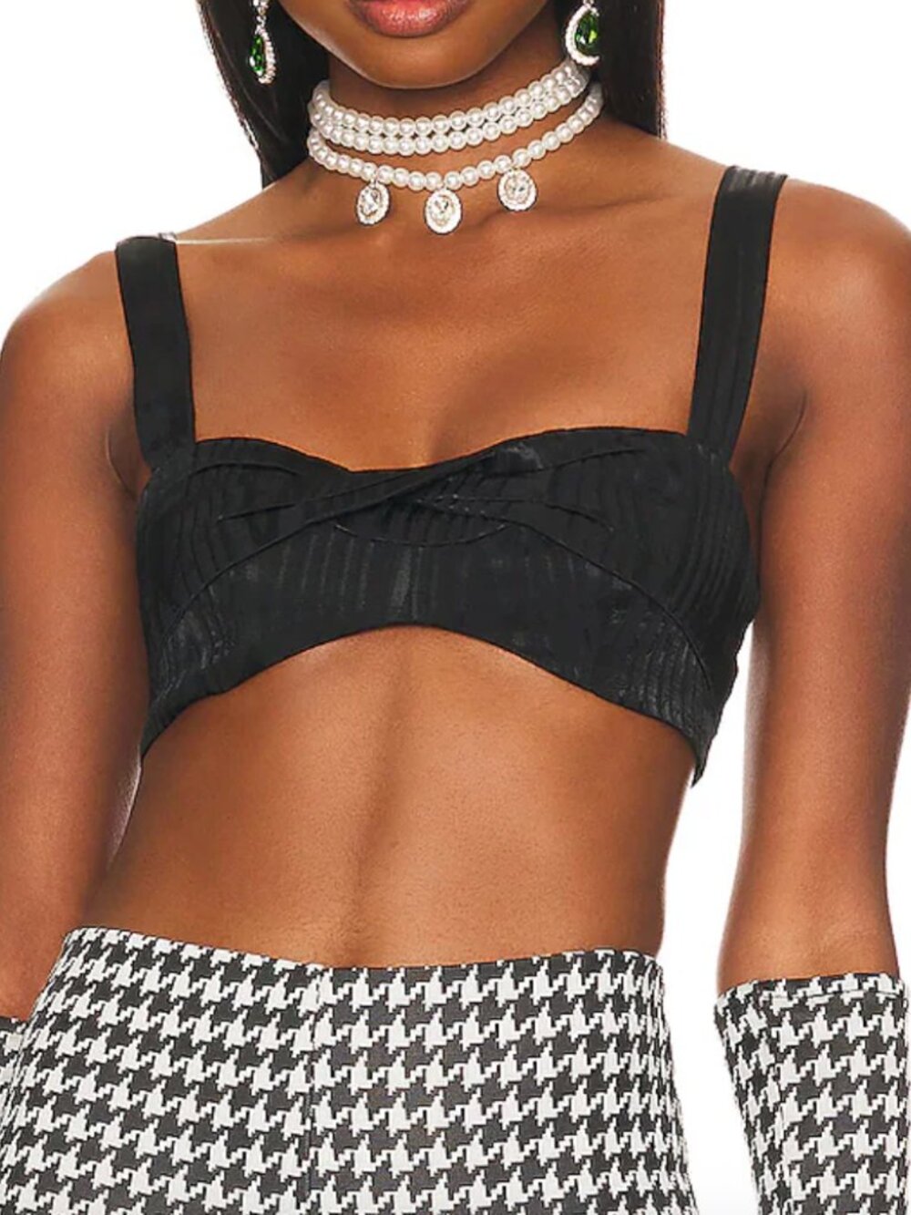 Lovers + Friends Black Strapless Bandeau Top with Tie Detail